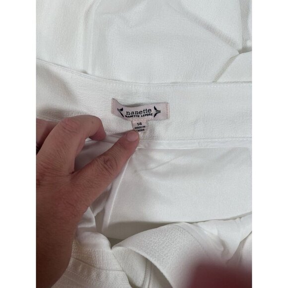 Nanette Lepore Women's Full Length Wide Leg Pants Called Cannoli Sz. 14 NWT Whit - Picture 4 of 12